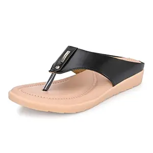 Centrino Women's 6214 Black Thong Comfortable Ortho Care Ladies | Fashion Wear Sandal & Chappal | Soft Cushioned for More Comfort-6 Kids UK (6214-05)