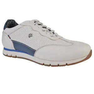 Buckaroo Adults-Men OBAN Leather Denim Classic Shoes Lace Up White,UK 11