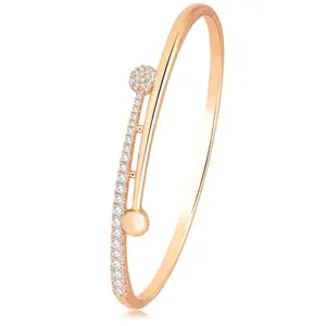 Peora Bracelet Womens Fashion jewelry Gift|Rose Gold Plated Cubic Zirconia Studded Fancy Openable Kada