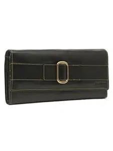 TEAKWOOD LEATHERS Bifold Wallet for Women with Card Pocket, Ladies Purse with Zipper Pocket(Black)
