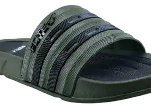 FLITE Men's Stylish EVA Slide Sandals || Slides for Boys||Stylish Comfortable Slides (Olive-Black, UK Footwear Size System, Adult, Men, Numeric, Medium, 7)