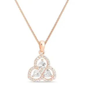 ZAVYA 925 Sterling Silver Heart CZ Rose Gold Plating Pendant Necklace | Gift for Women and Girls | With Certificate of Authenticity and 925 Hallmark