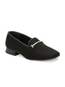 EL PASO Women Black Faux Leather Casual Slip On Ballerinas EPW55207Black_3