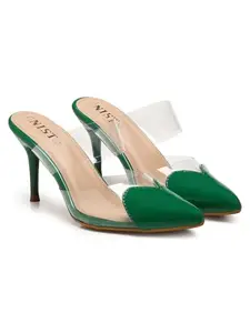 GNIST Love heart Transparent Green Heels,Size 41EU/8UK