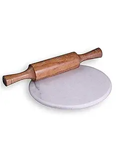 generic Rajasthani Makrana Anti Skid and Marble Chakla/Rolling Board (11-inch, White)