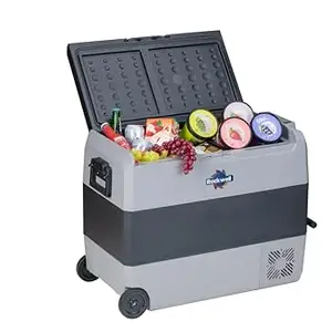 Rockwell 60Ltr Car Cooler/Freezer, Portable Fridge for Outdoor Adventures, 240V AC Power Cord & 12V Car Adapter (RMC60D, Grey)