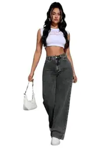 KOTTY Women's Straight Fit High-Rise Stretchable Jeans