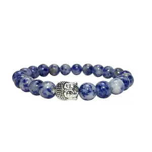 Sodalite Beads Buddha Head Charm Bracelet tone Bracelet for Reiki Healing and Crystal Healing Stone Bracelet