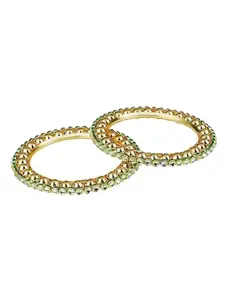 Adwitiya Collection Women Gold-Plated Luk Kundan Golden-Pearl Set of 2 Bangles(2.6)