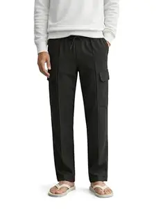 The Indian Garage Co Men Loose Fit Mid-Rise Stretchable Cargo Joggers