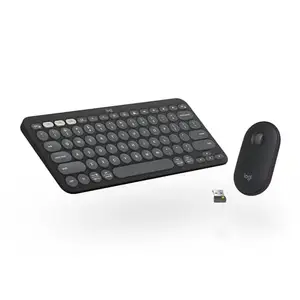 Logitech Pebble 2 Combo, Wireless Keyboard and Mouse, Quiet and Portable, Customisable, Logi Bolt, Bluetooth, Easy-Switch for Windows, macOS, iPadOS, Chrome - Tonal Graphite