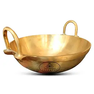 ZILPIN Bronze Kadhai 10 Inch Non-Stick Deep Fry Pan - Traditional Kansa Utensil for Indian Cooking and Serving