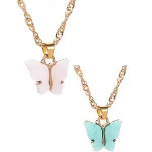 Vembley Combo of 2 White and Blue Mariposa Pendant For Women And Girls