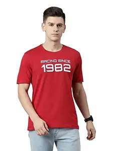TVS Racing Round Neck T Shirts-Premium 100% Cotton Jersey, Versatile T Shirt for Men, Ideal for Gym, Casual Wear & More-Mercerised Yarn for Extra Durability-Easy to Wear & Wash (Type-5 Red-XL)