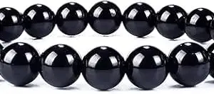 BAYOSA Natural Semi Precious Gemstone Beaded Bracelet, Stretch Unisex 7inch Beads Bracelet (black tourmaline,10mm)