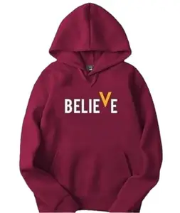 NAAZ MAAZ ENTERPRISES Naaz Maaz Women and Girls Cotton Hooded Hoodies Jacket with Pocket Stay Warm and Stylish with Winter Hoodies Comfortable Fit and Perfect for Cold Weather Fashion | NME_Hoody_Believe_Mehroon_XL