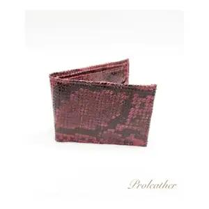 Proleather Leather Wallet for Working Professionals, Unisex - Elegant Bi-Fold with Spacious Compartments - Red Snake Pattern