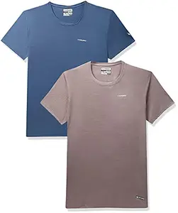 Charged Active-001 Camo Jacquard Round Neck Sports T-Shirt Light-Grey Size Xl And Charged Endure-003 Chameleon Spandex Knit Round Neck Sports T-Shirt Blue-Heaven Size Xl