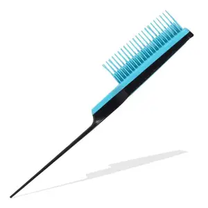 Hair Line Professional 5 Row Comb Durable n Flexible Tame n Tease Rat Tail Comb for Styling, Back Combing, Detangling, Sectioning n Volumizing_Blue