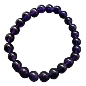 Lady Works natural amethyst 8mm round shape smooth cut beads stretchable bracelet for men & women. unisex 8 inch stretchable bracelet for healing, meditation, prosperity, gift & luck|LW_BRST_09805_8.0
