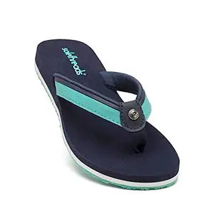 SOLETHREADS Health Plus | Durable | Sturdy | Light | Comfortable | Slippers | Flip Flops for Women | 8UK | NAVY
