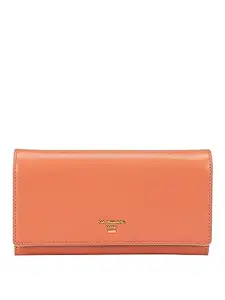 Da Milano Flap Leather Wallet for Women - Salmon