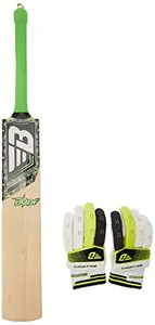 BHAJJI KASHMIRI WILLOW CRICKET BAT BLADE WITH BATTING GLOVES 303 MENS