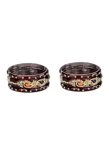1st Time Modern Glass Bangle/Kada- Perfect For Party, Wedding, Celebrations And Functions, Pack Of 6, Mahroon- J36