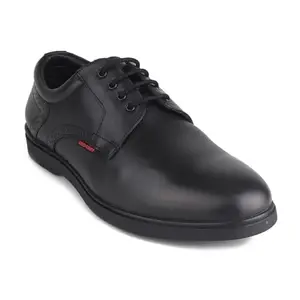 Red Chief Black Leather Formal Derby Shoes for Men