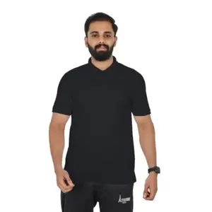 VELOREX Men's Solid Half Sleeve Regular Fit Polyester Polo T Shirt, Black & White, S-Size, Pack of 3