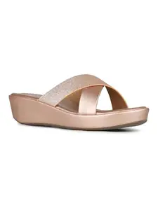 Inc.5 Womens Rose Gold Party Wear Solid Round Toe Sandals