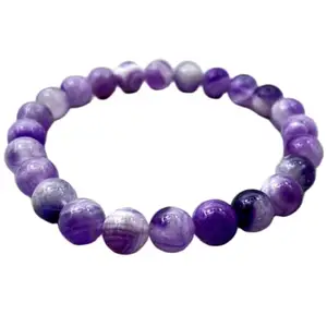 LKBEADS Chevron Amethyst Bracelet, Beaded Bracelet, Gift for Her, Gemstone Bracelet, Healing Bracelet, Friendship Bracelet, 8mm Beads|8mm Round|Smooth|Purple|SRC_LI_000835