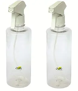 Ozlife Empty Plastic Refillable 500Ml (Pack of 2) Fine Mist Multipurpose Durable Trigger Spray Bottles for Sanitization/Oil Spray/Kitchen/Gardening