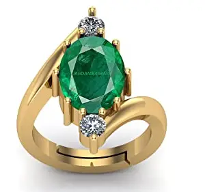 KIRTI SALES KIRTI SALES 14.00 Carat Certified Natural Emerald Panna Panchdhatu Adjustable Rashi Ratan Gold Plating Ring for Astrological Purpose Men & Women