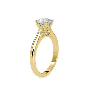 Lab Grown Diamond Solitaire Ring with EF VS1 Clarity in Elegant Setting (18kt, Yellow Gold, 12)