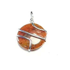 CA AGATE Fancy stone Round Chakra Healing Pendant Necklace Wire Wrapped Fancy Stone Round Chakra Healing Crystals Pendant