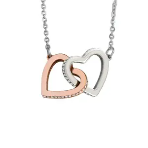 FABUNORA Unique Gift For Mom 2024 - Pure Silver Interlocking Hearts Necklace Gift Set