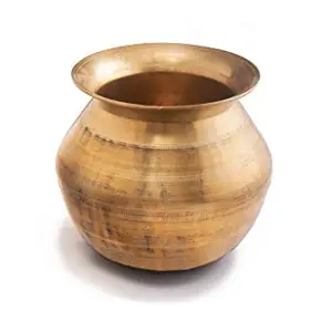 Zishta Traditional Hand Crafted Bronze Kansa Vessel | Yellow | Cooking Pot | Cookware / Handi / Vengala Vessel | Bronze (Size: Large, Dia: 15.9-16.5cm, Cap: 3.5-4.0L, Height: 18.3-19.1cm, Weight: 2.2-2.3 Kg) price in India.