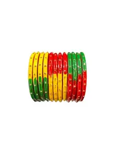 COLORIQUE Multicolor Lac Bangles Set – Handcrafted Rajasthani Bangle Set for Women & Girls – Ethnic Bangles (Red, Green, Yellow, Pack of 12) (24)