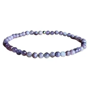 RRJEWELZ Unisex Bracelet 4mm Natural Gemstone Kunzite Round shape Faceted cut beads 7 inch stretchable bracelet for men & women. | STBR_04516