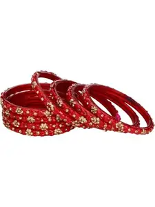 1st Time Stylish Glass Bangle/Kada- Perfect For Party,Wedding, Celebrations And Wedding, Pack Of 8, Red- I59
