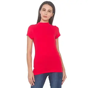 Globus Women Red Turtle Neck T-Shirt