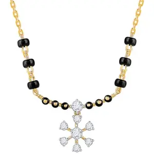 GIVA 14K Yellow Gold Vasundhara Diamond Mangalsutra|Gold Gifts for Women & Girls| With Certificate of Authenticity & BIS-Hallmarked Gold Jewellery