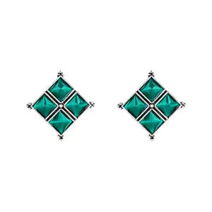 Teejh Dhamini Teal Silver Oxidised Earrings