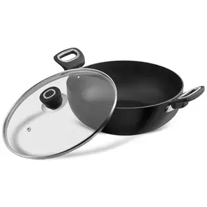 Vinod Hanos Hard Anodised Non Stick Deep Kadhai with Glass lid - 2.6 Litre, 22 cm | 3.25mm Thick | 5X Non Stick | Metal Spoon Friendly | Induction Base | 2 Year Warranty price in India.