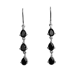 Hiflyer Jewels 925 Sterling Silver Natural Black Spinel Gemstone Drop Dangle Earring 925 Hallmarked Jewelry | Gifts For Women And Girls