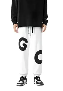 FLYNOFF White GC Printed French Terry Relaxed Fit Men's Jogger Pants