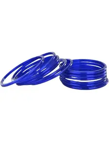 Women's Stylish Combo Of Party & Wedding Colorful Glass Bangle/Kada Set Of 12, Blue- Bn20
