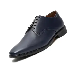 LOUIS STITCH Formal Derby Lace Up Shoes for Men | Handcrafted Italian Leather Mens Shoes | Prussian Blue | RXPLBU | UK Size 10