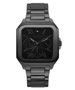 GUESS Men Black Square Stainless Steel Dial Analog Watch- GW0631G2